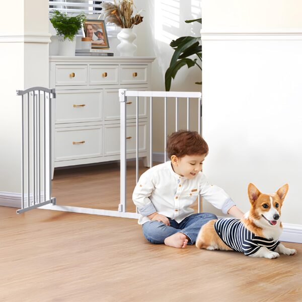 PETS TUFF Great Gates - Puerta para mascotas – Puerta de acero duradero para escaleras – Puerta de cierre automático y c