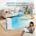 Aire acondicionado portátil 3 en 1 GarveeTech GT_32QLpYzj20 8000 BTU deshumidificador ventilador 2 velocidades temporiza