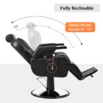 Merax Silla de peluquero reclinable resistente, estilo reclinable hidráulico multiusos, giratorio de 360° y altura ajust