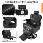 Merax Silla de peluquero reclinable resistente, estilo reclinable hidráulico multiusos, giratorio de 360° y altura ajust