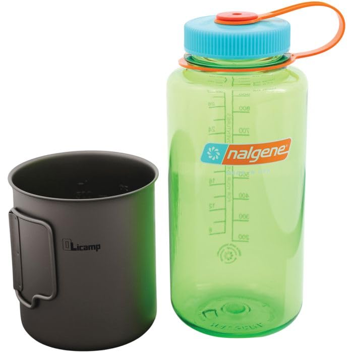 Version 1.0.0 Kit Botella de Agua Nalgene Sustain Tritan 32 oz y Taza de Titanio Olicamp Space Saver Boca Ancha Libre de BPA Color Per