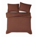 Juego de edredon de lino Brooklyn Loom Pem America Inc 783048260413 Queen matrimonial marron certificado Oeko-TEX color