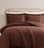 Juego de edredon de lino Brooklyn Loom Pem America Inc 783048260413 Queen matrimonial marron certificado Oeko-TEX color
