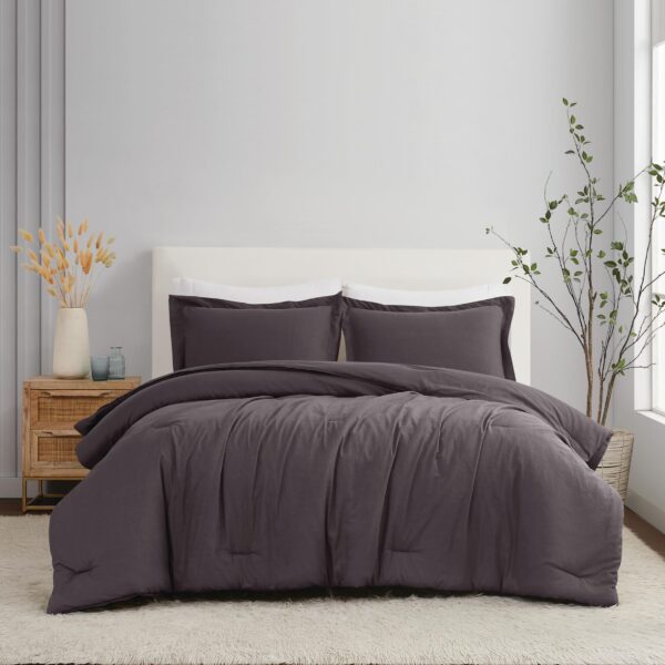 Pem America Brooklyn Loom Linen 783048239631 juego de edredon lino color solido carbon certificado Oeko-TEX 3 piezas