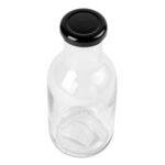 Frasco vidrio almacenamiento Restaurantware RWG0273C transparente 12 oz tapa giratoria hermetica negro 100 piezas
