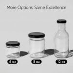 Frasco vidrio almacenamiento Restaurantware RWG0273C transparente 12 oz tapa giratoria hermetica negro 100 piezas