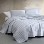 Juego de edredón reversible Calvin Klein USHSA91331558 ropa de cama suave con fundas a juego diseño de puntada azul liso