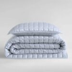 Juego de edredón reversible Calvin Klein USHSA91331558 ropa de cama suave con fundas a juego diseño de puntada azul liso
