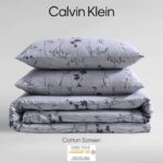 Juego edredón Calvin Klein USHSA51330062 satén algodón diseño floral gris silvestre tamaño King 3 piezas