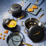 Batería de cocina Gibson Overseas Inc 146393.10R Frok de aluminio de 4 mm 10 piezas con antiadherente de cerámica libre