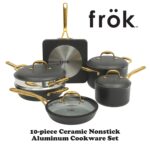 Batería de cocina Gibson Overseas Inc 146393.10R Frok de aluminio de 4 mm 10 piezas con antiadherente de cerámica libre