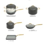 Batería de cocina Gibson Overseas Inc 146393.10R Frok de aluminio de 4 mm 10 piezas con antiadherente de cerámica libre