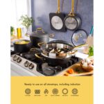 Batería de cocina Gibson Overseas Inc 146393.10R Frok de aluminio de 4 mm 10 piezas con antiadherente de cerámica libre