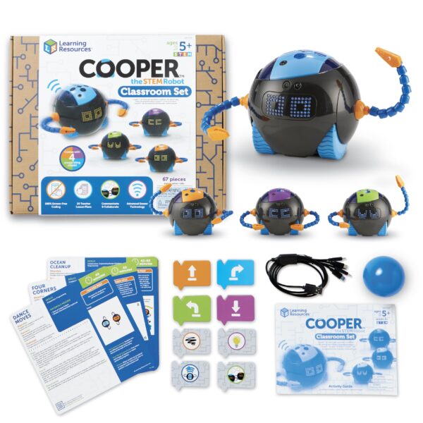Learning Resources Cooper el Robot STEM para el Aula - Programación para Niños, Juguetes de Construcción, Robótica para