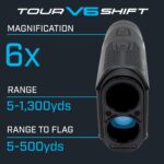 Bushnell Golf Tour V6 Shift Laser Rangefinder with Slope Compensation, 1300-Yard Range, Flag Lock Vibration, Magnetic Ca