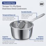 Batería de Cocina Tramontina Tempo 80154/012DS Acero Inoxidable 14 Piezas con Tapas de Vidrio Apta para Inducción