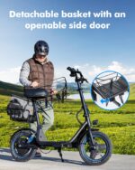 Gyroor C1 Plus Scooter Eléctrico para Adultos con Asiento y Cesta para Mascotas - Alcance de 30 Millas Motor de 650W Bat