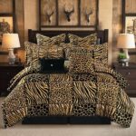 Juego de edredon safari Loom and Mill TOPLUXE LM-Keniya-Queen 8 piezas tamaño Queen estampado leopardo tigre jirafa cebr