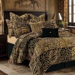 Juego de edredon safari Loom and Mill TOPLUXE LM-Keniya-Queen 8 piezas tamaño Queen estampado leopardo tigre jirafa cebr