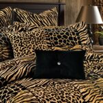 Juego de edredon safari Loom and Mill TOPLUXE LM-Keniya-Queen 8 piezas tamaño Queen estampado leopardo tigre jirafa cebr