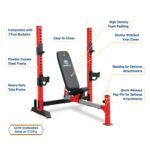 Marcy Deluxe Olympic Weight Bench with Adjustable Back & Bar Catch & Optional Arm Curl, Leg Developer, Lat Tower Attachm