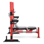 Marcy Deluxe Olympic Weight Bench with Adjustable Back & Bar Catch & Optional Arm Curl, Leg Developer, Lat Tower Attachm