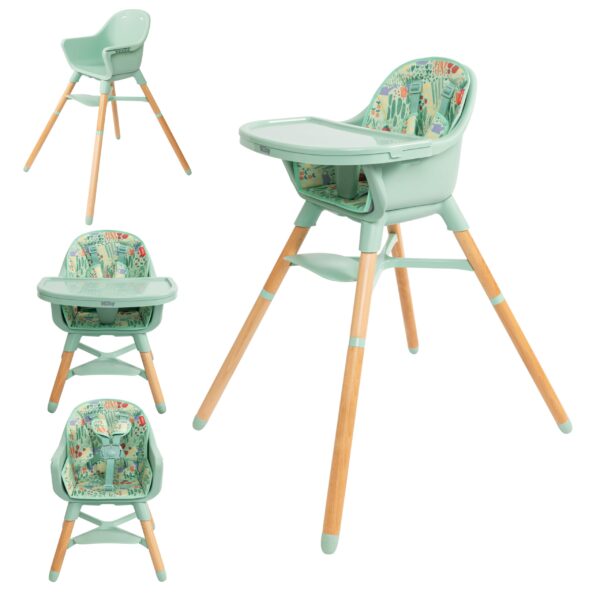Nuby Silla alta para bebé 4 en 1 con bandeja extraíble, de 6 meses a 3 años, silla ajustable para comer, soporta hasta 6
