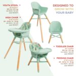 Nuby Silla alta para bebé 4 en 1 con bandeja extraíble, de 6 meses a 3 años, silla ajustable para comer, soporta hasta 6
