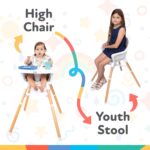 Nuby Silla alta para bebé 4 en 1 con bandeja extraíble, de 6 meses a 3 años, silla ajustable para comer, soporta hasta 6