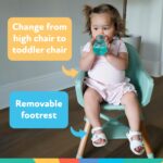Nuby Silla alta para bebé 4 en 1 con bandeja extraíble, de 6 meses a 3 años, silla ajustable para comer, soporta hasta 6