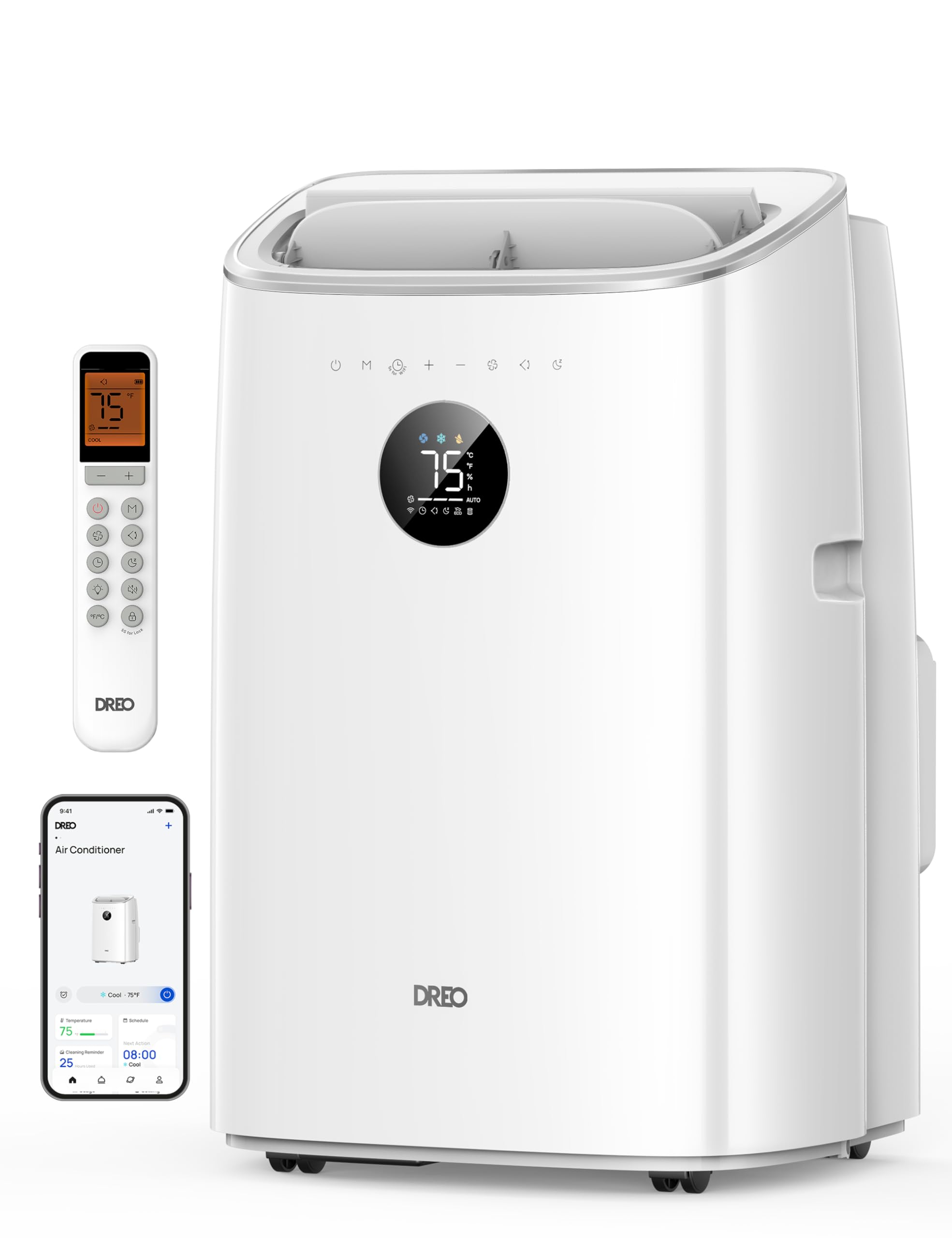Version 1.0.0 Aire acondicionado portátil inteligente DREO DR-HAC008S White 8000 BTU ASHRAE 5000 BTU DOE sin drenaje silencioso 45dB c