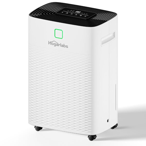 Deshumidificador HOGARLABS 3434 80 Pintas Energy Star con Manguera de Drenaje y Control Inteligente de Humedad para Sóta