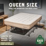 Colchón de aire Queen Oaktiv OT-PKRSTQS-FGRN PeakRest auto-inflado y desinflado catre de campamento portátil con estuche