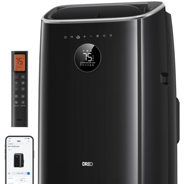 Aire acondicionado portátil Dreo DR-HAC008S 8000 BTU sin drenaje 45 dB silencioso negro control por app voz y mando a di