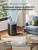 Aire acondicionado portátil Dreo DR-HAC008S 8000 BTU sin drenaje 45 dB silencioso negro control por app voz y mando a di