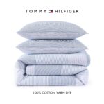 Juego de funda de edredon a rayas Tommy Hilfiger Revman International USHSFN1321834 talla King algodon 3 piezas azul ray