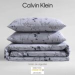 Juego de funda de edredón Queen satén algodón suave cierre de botón lazos en esquinas Calvin Klein Revman International