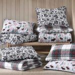 Juego de edredón Eddie Bauer Revman International USHSA91311155 King ropa de cama suave estampado floral Woodblock negro