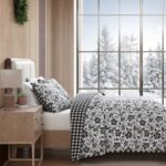 Juego de edredón Eddie Bauer Revman International USHSA91311155 King ropa de cama suave estampado floral Woodblock negro