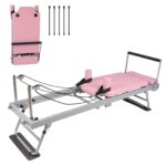 Máquina reformadora de pilates rosa de 77.5 pulgadas, equipo de pilates plegable para entrenamiento de gimnasio en casa,