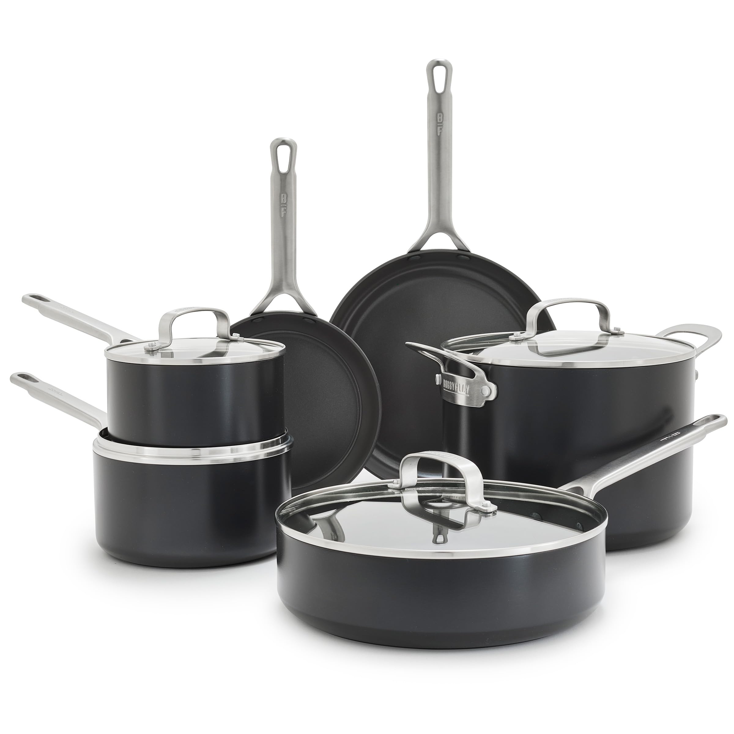 Version 1.0.0 Batería de Cocina Juego de Ollas y Sartenes GreenPan Bobby Flay CC009758-001 Antiadherente de Cerámica Anodizado Duro 10