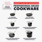 Batería de Cocina Juego de Ollas y Sartenes GreenPan Bobby Flay CC009758-001 Antiadherente de Cerámica Anodizado Duro 10