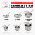 Batería de cocina juego de ollas y sartenes GreenPan Bobby Flay CC009760-001 acero inoxidable tres capas multiclad 10 pi