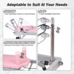 Equipo de la máquina de Pilates Reformer Rosa,Pilates reformador casero plegable con cables de resistencia para entrenam