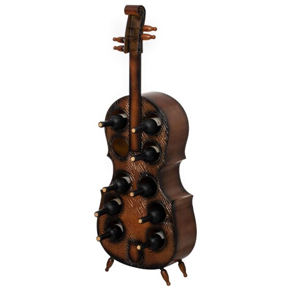 Soporte de vino violonchelo metal decorativo Quickway Imports QI004779 capacidad 10 botellas vintage organizador musical
