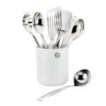 Juego de utensilios de cocina de acero inoxidable Hestan Culinary Provisions 49131 de 8 piezas con porta utensilios de p