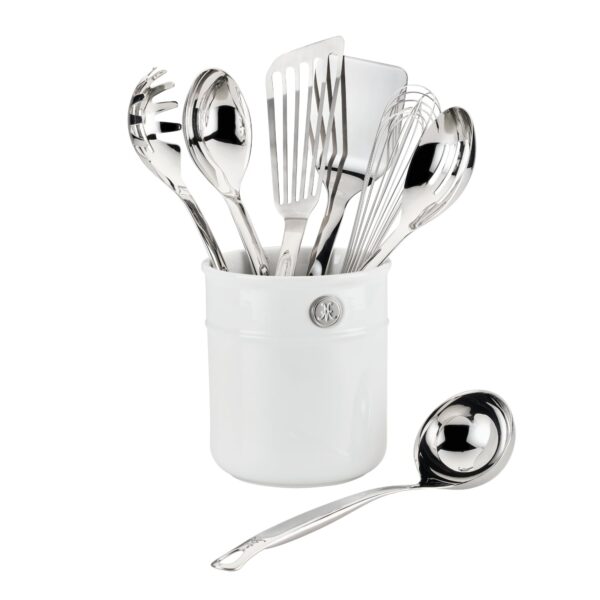 Juego de utensilios de cocina de acero inoxidable Hestan Culinary Provisions 49131 de 8 piezas con porta utensilios de p