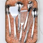 Juego de utensilios de cocina de acero inoxidable Hestan Culinary Provisions 49131 de 8 piezas con porta utensilios de p