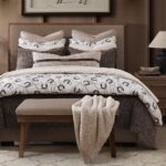 Juego de ropa de cama ecuestre Pierre HiEnd Accents TP2486CS-KG-OC tamaño King algodón satén marrón canela estampado her