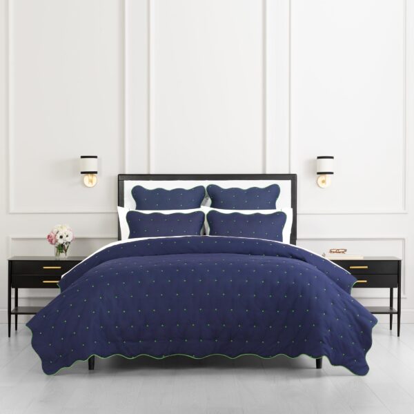 Juego de ropa de cama Kate Spade New York Keeco 43025040720E Full Queen 3 piezas algodón 100% borde festoneado reversibl
